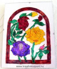 Anyák napi pályázat - Rózsalugas - Üvegfestett falikép