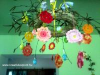 Húsvéti pályázat - Húsvéti koszorú, horgolt virágokkal
