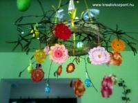 Húsvéti pályázat - Húsvéti koszorú, horgolt virágokkal