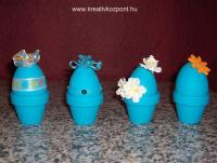 Húsvéti pályázat - Kék húsvéti tojások, kis cserepekben
