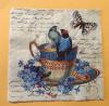 Szalvéta – Tea lepkével, madárral és virággal